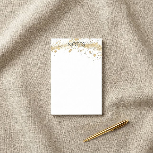 Post-it® Peinture d'or minimaliste (Gold paint Splatter Minimalist Post-it Notes.)