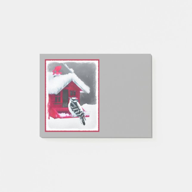 Post-it® Peinture Downy Woodpecker - Art original pour oise (Devant)
