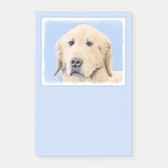 Post-it® Peinture Golden Retriever - Joli art original chie (Devant)