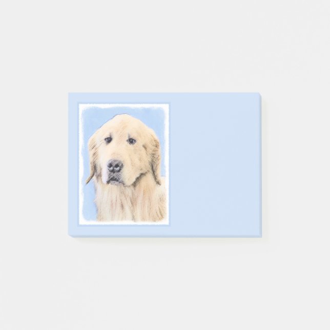 Post-it® Peinture Golden Retriever - Joli art original chie (Devant)