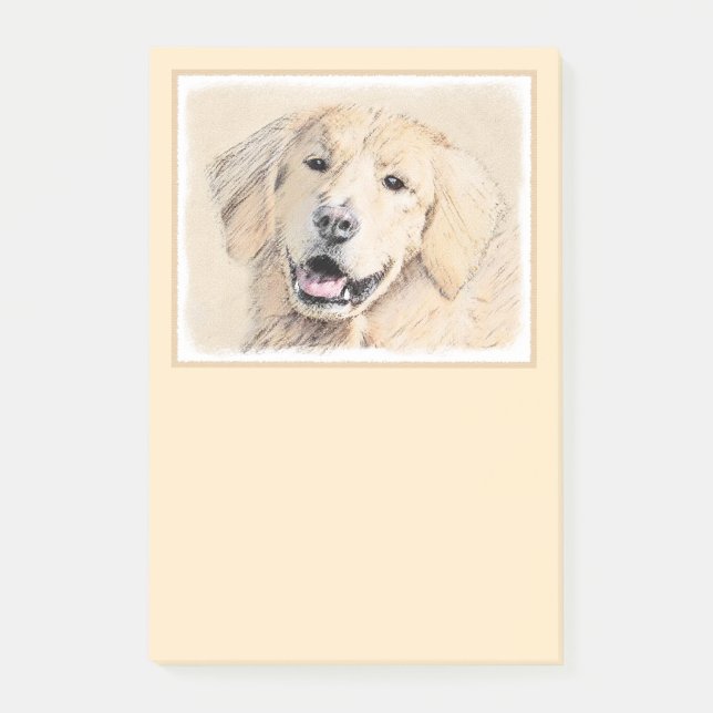 Post-it® Peinture Golden Retriever - Joli art original chie (Devant)