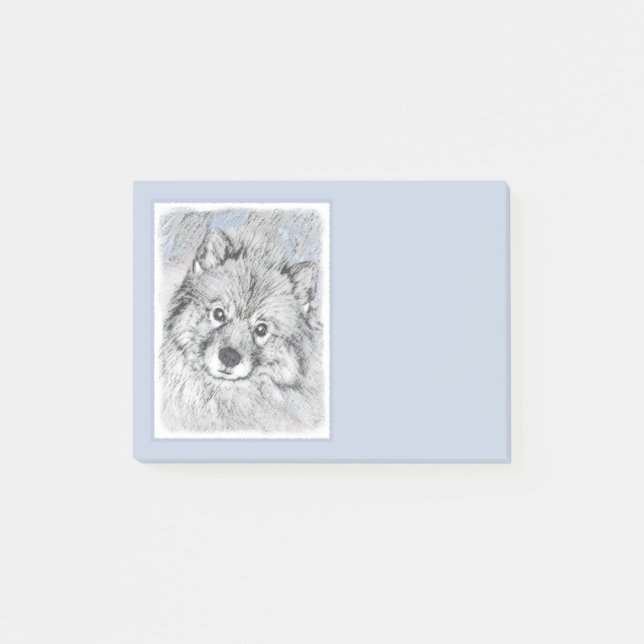 Post-it® Peinture Keeshond Beth - Joli art original chien (Devant)