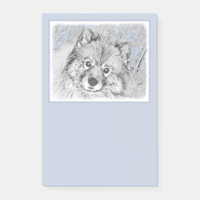 Post-it® Peinture Keeshond Beth - Joli art original chien (Devant)