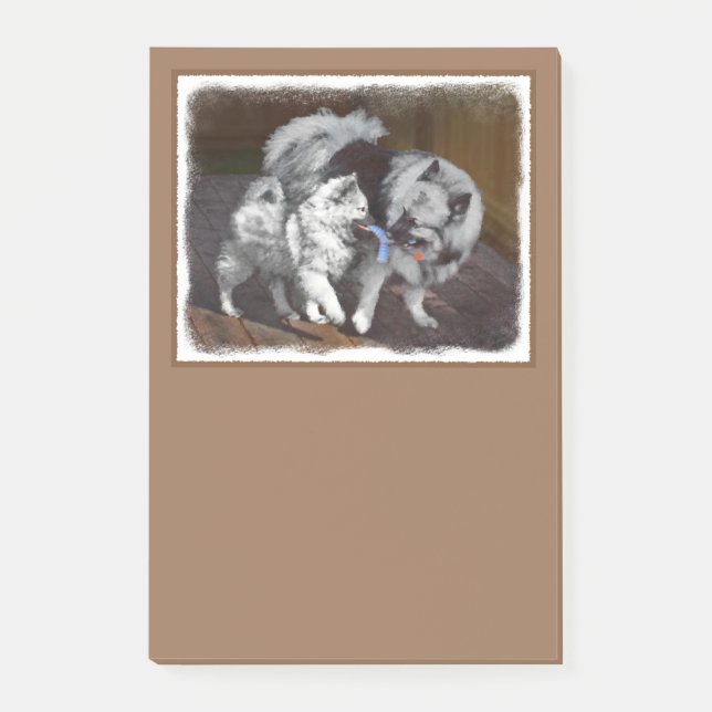Post-it® Peinture Keeshond Playtime - Jolie art original ch (Devant)