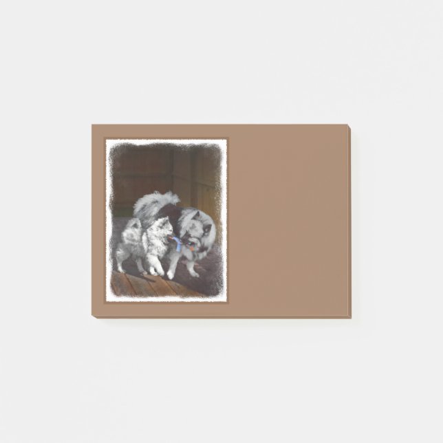 Post-it® Peinture Keeshond Playtime - Jolie art original ch (Devant)