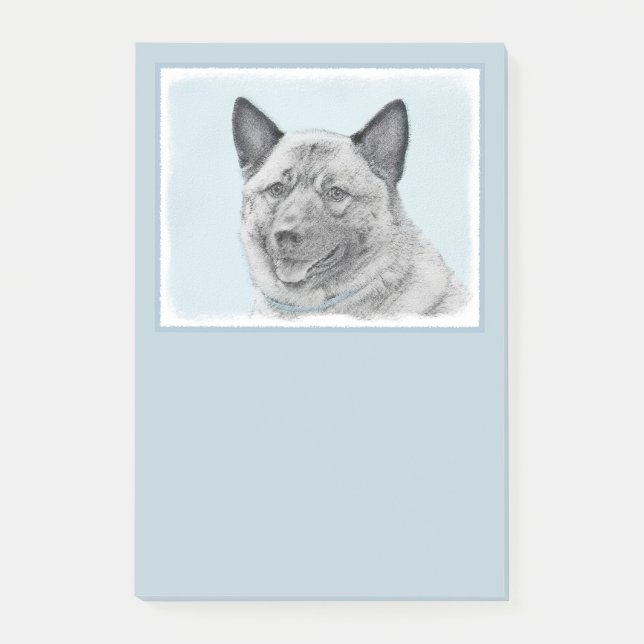 Post-it® Peinture norvégienne Elkhound - Art original Chien (Devant)