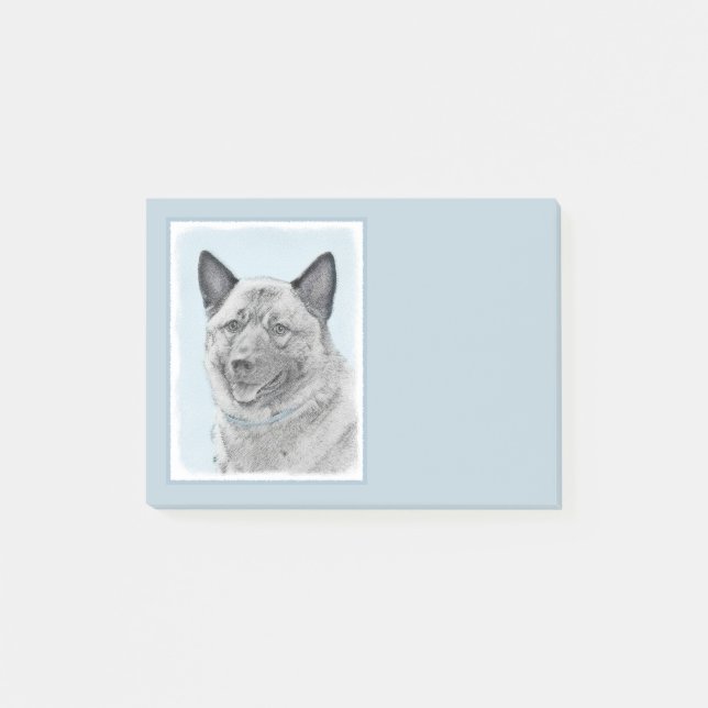 Post-it® Peinture norvégienne Elkhound - Art original Chien (Devant)