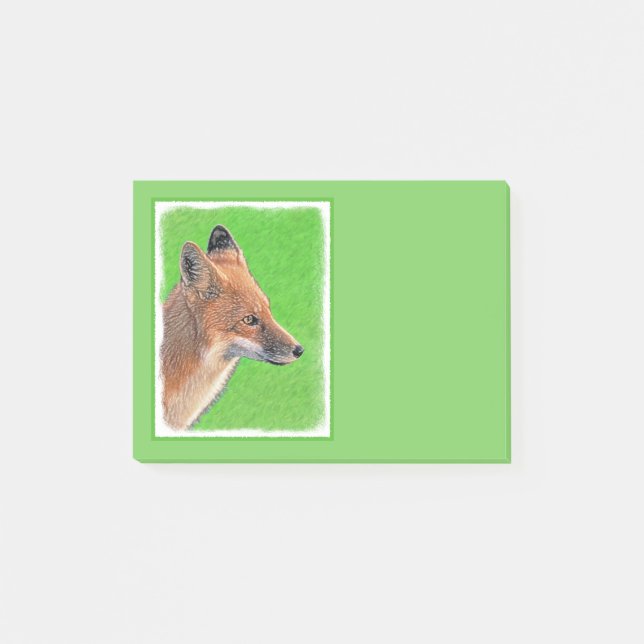 Post-it® Peinture Red Fox - Art original de la faune (Devant)