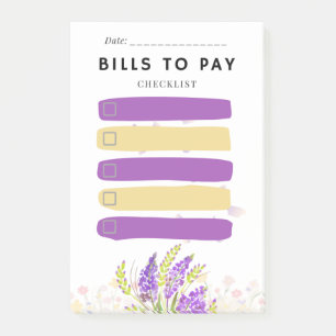 Post-it® Pense-bête FACTURES À PAYER Case à cocher Lavande 