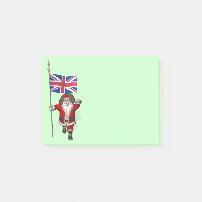 Post-it® Père Noël Avec Drapeau Union Du Royaume-Uni (Devant)