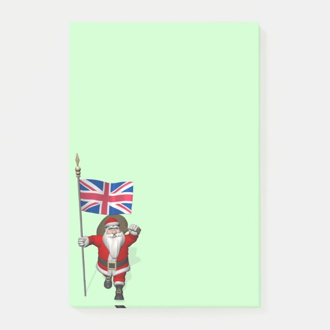 Post-it® Père Noël Avec Drapeau Union Du Royaume-Uni (Devant)
