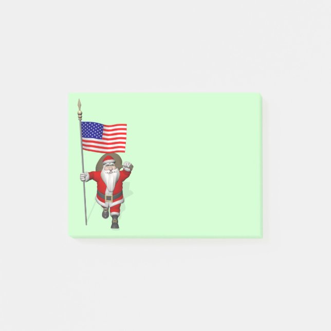 Post-it® Père Noël Avec L'Enseigne Des Etats-Unis (Devant)
