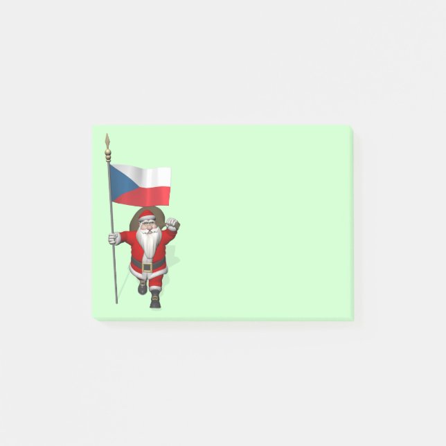 Post-it® Père Noël Doux Avec Drapeau De République Tchèque (Devant)