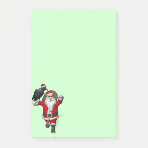 Post-it® Père Noël Heureux Avec Grand Corbeau Noir
