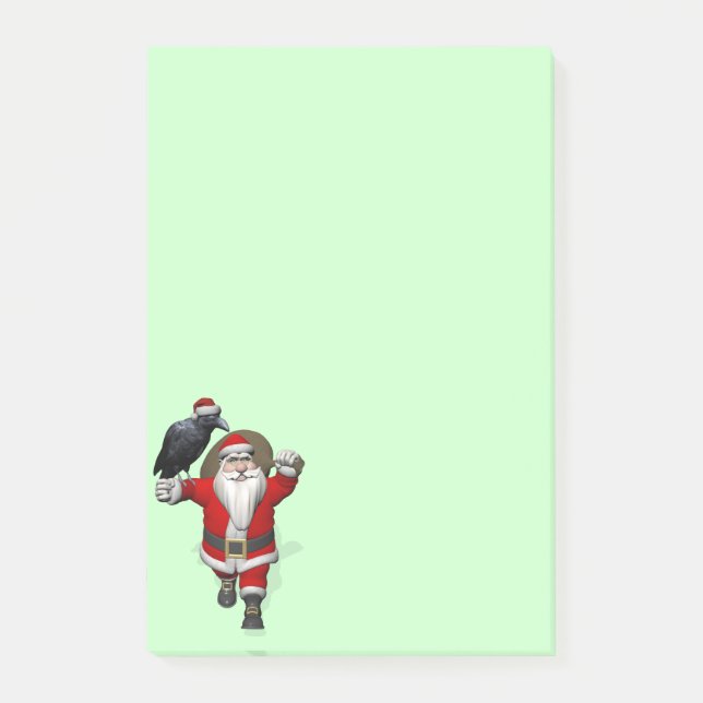 Post-it® Père Noël Heureux Avec Grand Corbeau Noir (Devant)