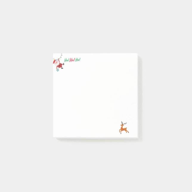 Post-it® Père Noël mignonne et un renne heureux (Devant)