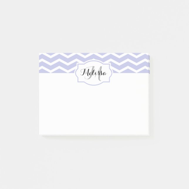 Post-it® Périwinkle White Chevron Name Monogramme (Devant)