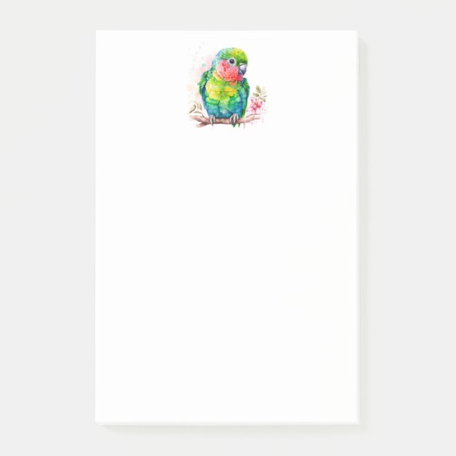Post-it® Perroquet vert - Bébé mignon oiseau (Devant)