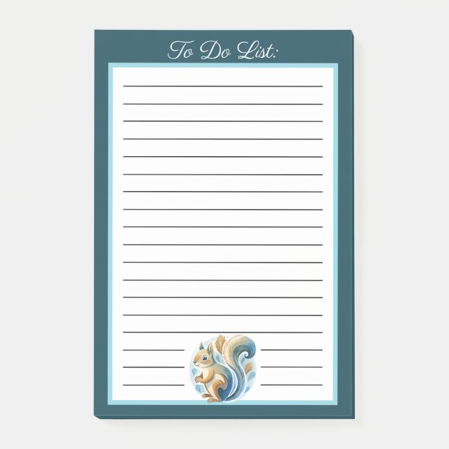 Post-it® Personalized Blue Squirrel To Do List  (Devant)