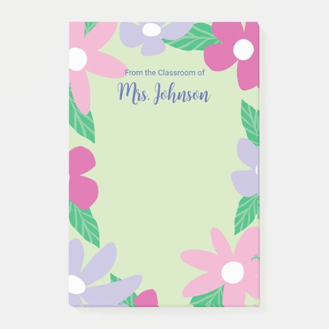 Post-it® Personalized Floral Teacher (Devant)