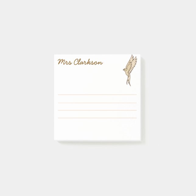Post-it® Personalized Gold Swallow for Homeschool parents (Devant)
