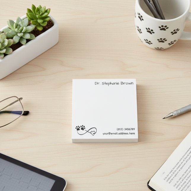 Post-it® Personalized Infinity Heart and Paws Notes (Professional & personal - charming Post-it Notes to share notes with pet-loving flair! 🐾❤️)