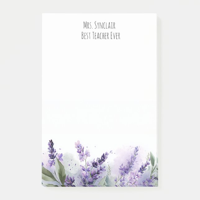 Post-it® Personalized Lavender Flowers Teacher Appreciation (Devant)