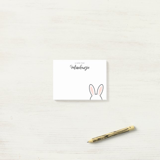 Post-it® Personalized  Minimalist Cute Bunny Ears Easter (Sur un bureau)