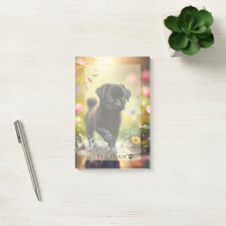 Post-it® Personalized Pug Puppy Floral Sticky Note Pad