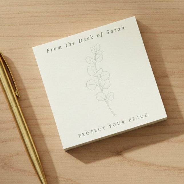 Post-it® Personalized Sage Green Minimalist Daily Reminder (Personalized From The Desk Of Protect Your Peace)