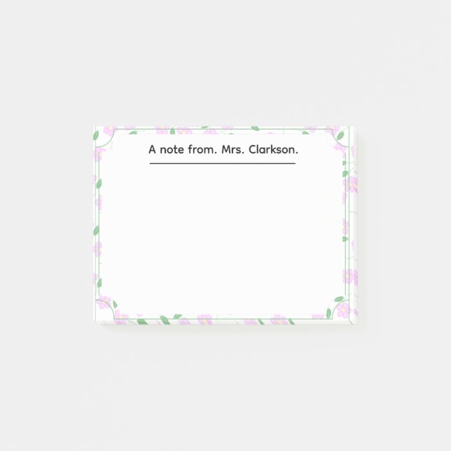 Post-it® Personalized spring Floral for teachers present  (Devant)