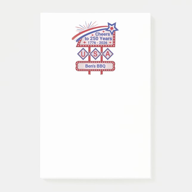 Post-it® Personalized USA 250–Patriotic Retro Marquee (Devant)