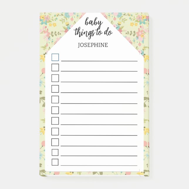 Post-it® Personalized Yellow Pink Green  baby things to do (Devant)
