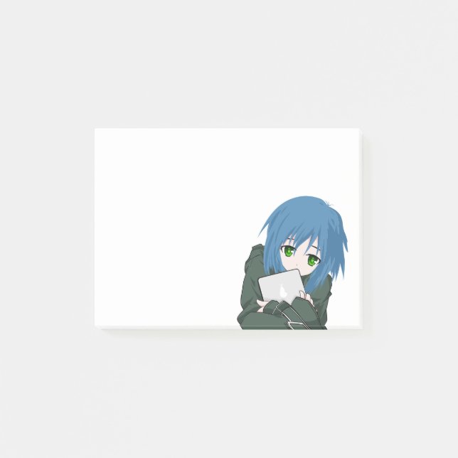 Post-it® Personnage d'anime Cheveux Bleus (Devant)