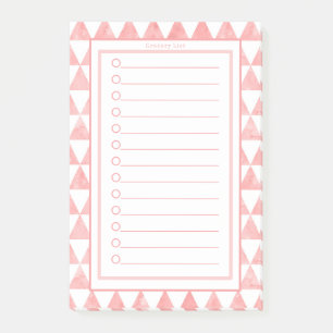 Post-it® Personnage de Pink & White Triangles Grocery List