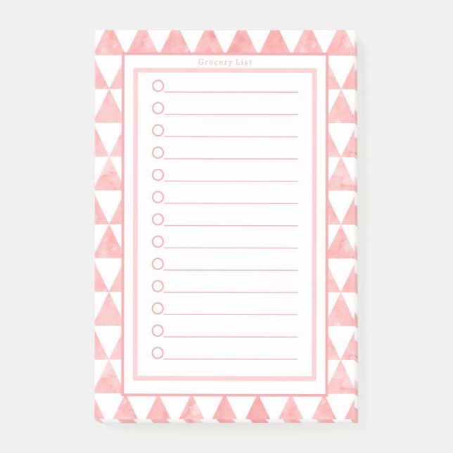 Post-it® Personnage de Pink & White Triangles Grocery List (Devant)