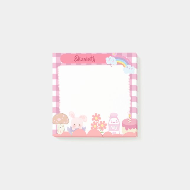 Post-it® Personnages roses Cute Kawaii Personnalisé (Devant)
