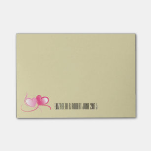 Post-it® Personnalisé 2 Coeurs roses avec rubans