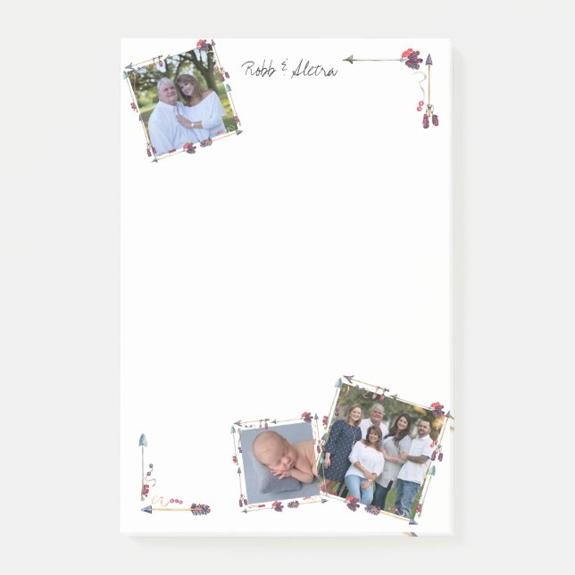 Post-it® Personnalisé 3 Photos Flèches Tribales Plumes tend (Devant)