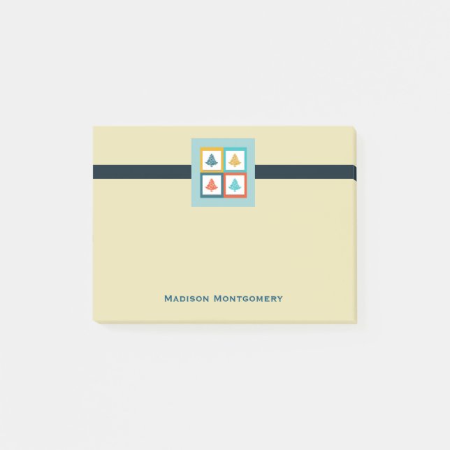 Post-it® Personnalisé 4 Arbres de Noël Retro Design (Devant)