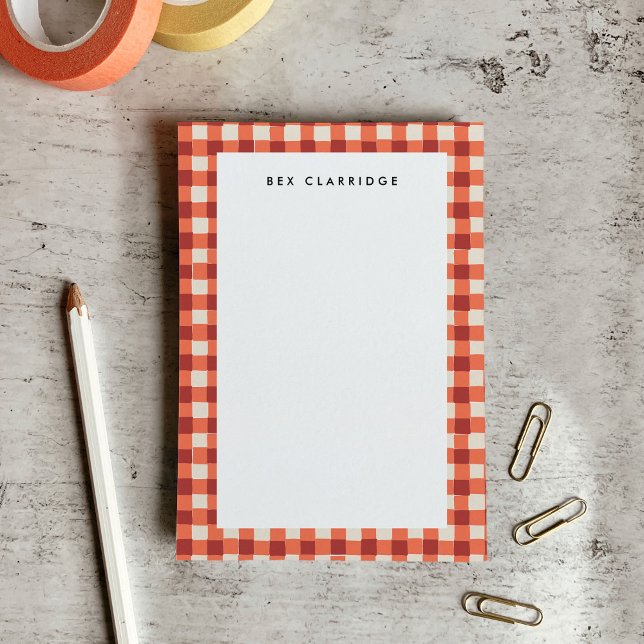 Post-it® Personnalisé à carreaux rouges (Red Checkered Personalized Post-it Notes)