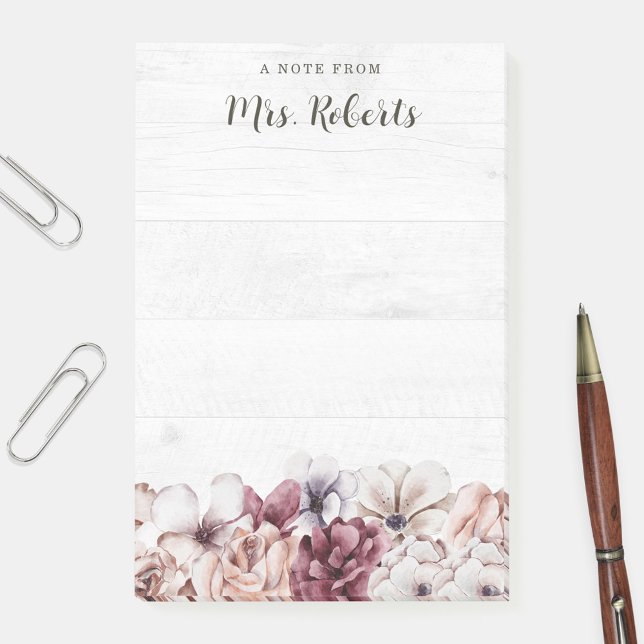 Post-it® Personnalisé Boho Rustique Floral Enseignant (Créateur téléchargé)