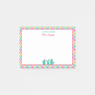 Post-it® Personnalisé Cute Cactus Enseignant Chevron