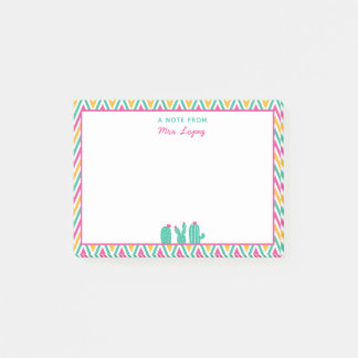 Post-it® Personnalisé Cute Cactus Enseignant Chevron