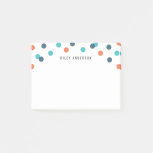 Post-it® Personnalisé Fun Bleu foncé Orange Confetti