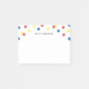Post-it® Personnalisé Fun Rouge Bleu Jaune Confetti