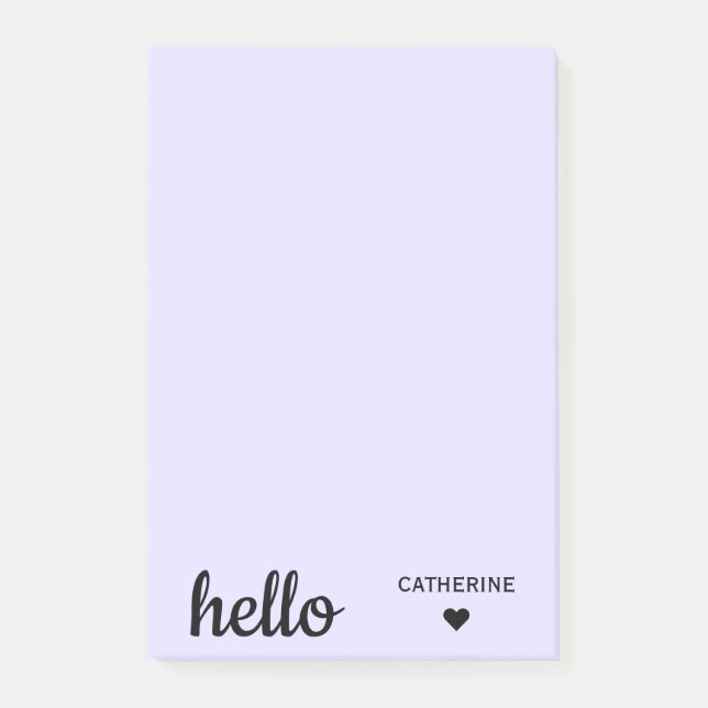Post-it® Personnalisé Hello Blush Purple 4x6" (Devant)
