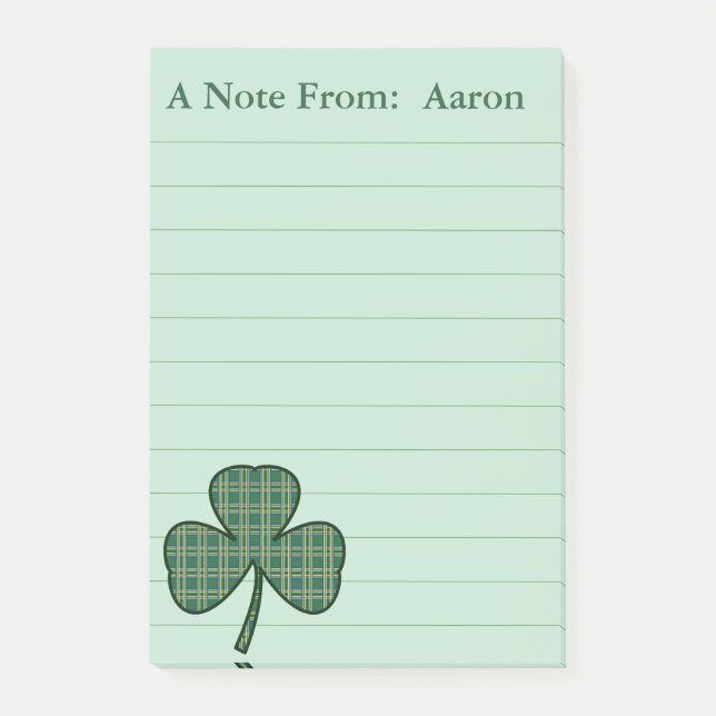Post-it® Personnalisé Irish Shamrock Post It Notes Cadeau (Devant)