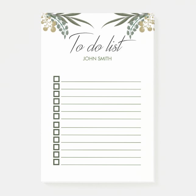 Post-it® Personnalisé Moderne Aquarelle Feuilles botaniques (Devant)