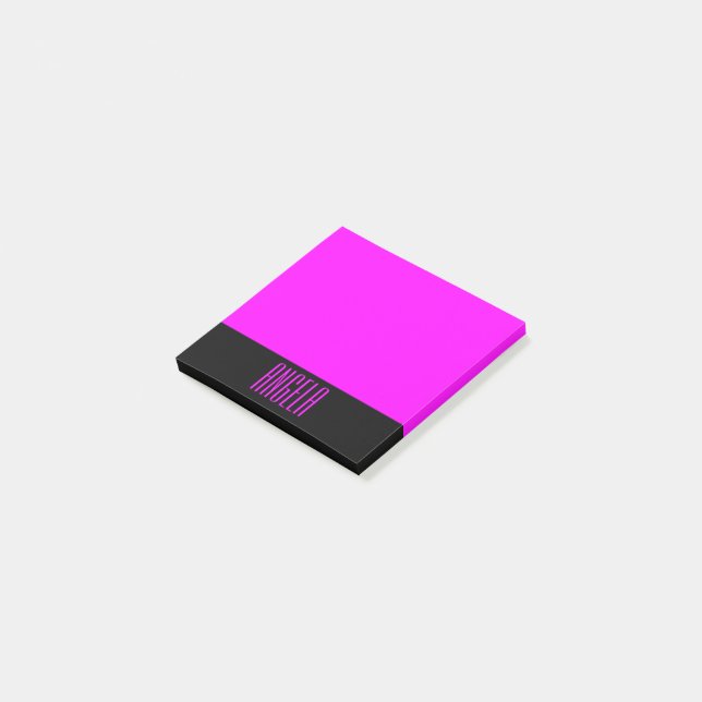 Post-it® Personnalisé noir et fuchsia (Incliné)